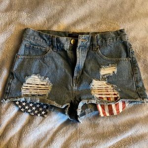 American Flag Jean Shorts